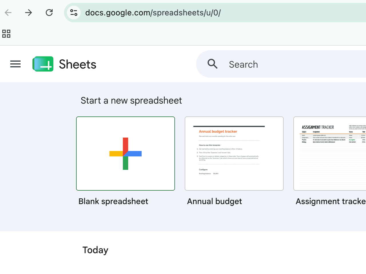 Open Google Sheets and create a new spreadsheet