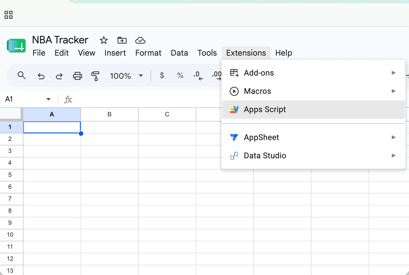 Open Apps Script