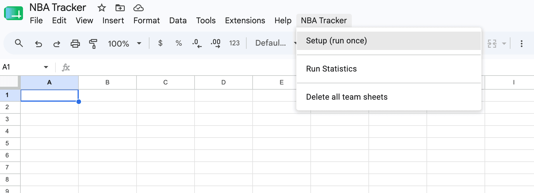 Go back to your spreadsheet and run Setup